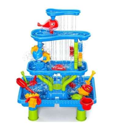 WOOPIE Водный столик 4-в-1, песочница с водопадом, XL, 4-уровневый, дельфин
