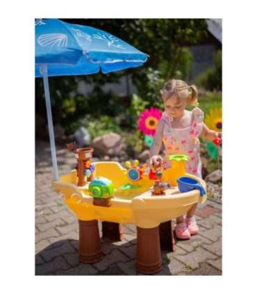 WOOPIE 2-ühes veelaud ja liivakast — piraadilaev XL-varjuga ja seebimullimasinaga