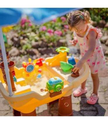 WOOPIE 2-ühes veelaud ja liivakast — piraadilaev XL-varjuga ja seebimullimasinaga