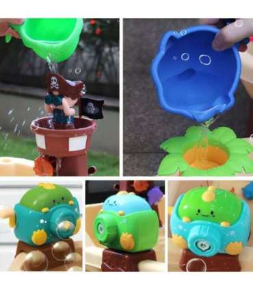 WOOPIE 2-ühes veelaud ja liivakast — piraadilaev XL-varjuga ja seebimullimasinaga