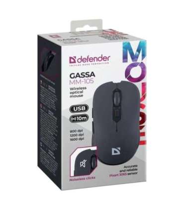 MOUSE DEFENDER GASSA MM-105 RF SILENT BLACK