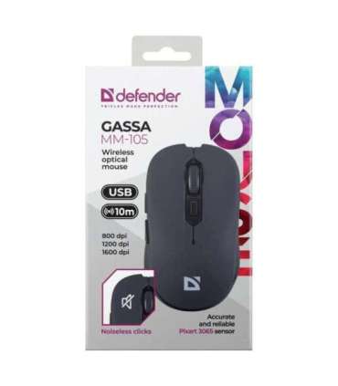 MOUSE DEFENDER GASSA MM-105 RF SILENT BLACK