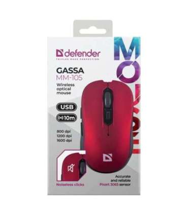 MOUSE DEFENDER GASSA MM-105 RF SILENT RED