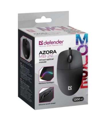 WIRED MOUSE DEFENDER AZORA MB-241 RF BLACK 1200dpi 3P