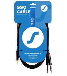 SSQ MIJM1 SS-1813 Cable Jack Stereo 3,5 mm - 2x Jack Mono 6,3 mm 1 m Black