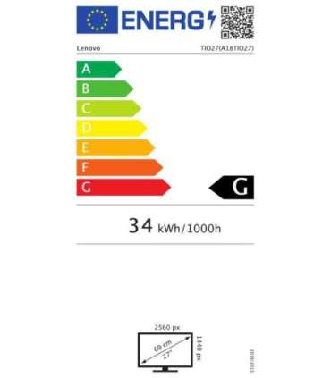 Lenovo Monitor ThinkCentre Tiny In One 27 " IPS QHD 16:9 60 Hz 14 ms 2560 x 1440 350 cd/m² HDMI
