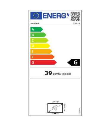 Philips LCD monitor with USB-C Dock 326P1H/00 31.5 " IPS QHD 16:9 75 Hz 4 ms 2560 x 1440 pixels 350