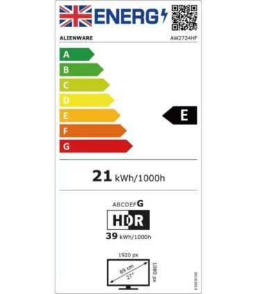 Dell Gaming Monitor AW2724HF 27 " IPS FHD 16:9 360 Hz 0.5 ms 1920 x 1080 400 cd/m² HDMI ports