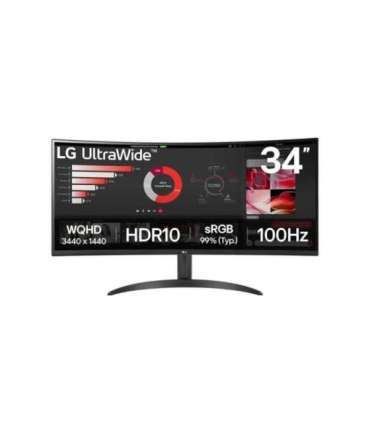 LG 34WR50QK-B 34 " VA QHD 21:9 100 Hz 5 ms 3440 x 1440 pixels 240 cd/m² HDMI ports quantity 2