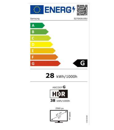 Samsung LS27DG610SUXEN 27 " OLED QHD 16:9 240 Hz 0.03 ms 2560 x 1440 pixels 250 cd/m² HDMI ports