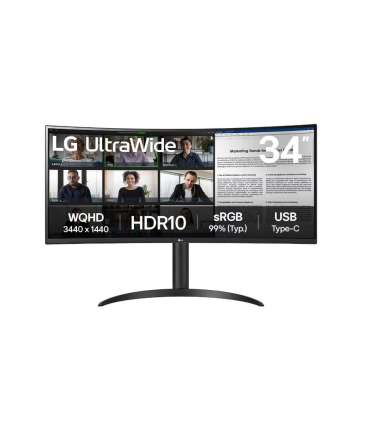 LG 34WR55QK-B 34 " VA 21:9 100 Hz 5 ms 3440 x 1440 pixels 300 cd/m² HDMI ports quantity 2 Warranty 24