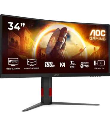 AOC CU34G4 34 " Fast VA UWQHD 21:9 180 Hz 1 ms 3440 x 1440 pixels 300 cd/m² HDMI ports quantity 2 |