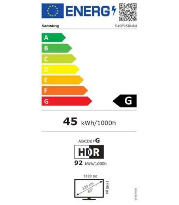 Samsung LS49F950UAUXEN ViewFinity S9 S95UF 49 " VA DQHD 32:9 120 Hz 5 ms 5120 x 1440 pixels 350 cd/m² |