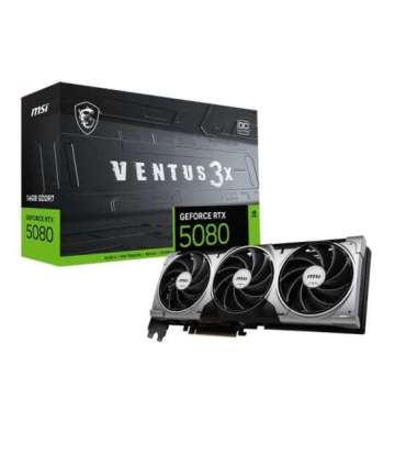MSI GeForce RTX 5080 16G VENTUS 3X OC NVIDIA 16 GB GeForce RTX 5080 HDMI ports quantity 1 PCI Express Gen 5 |