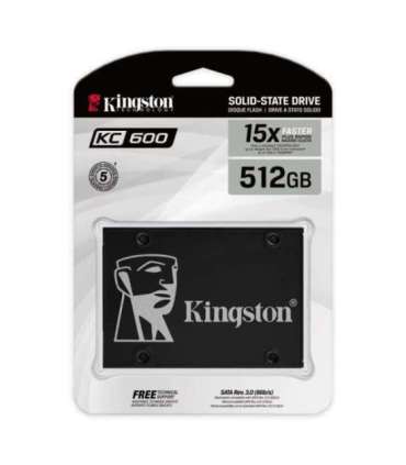Kingston KC600 512 GB SSD form factor 2.5" Solid-state drive interface SATA Read speed 550 MB/s Write speed