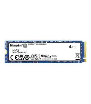 Kingston SSD NV3 4000 GB SSD form factor M.2 2280 Solid-state drive interface PCIe 4.0 x4 NVMe Read speed 6000