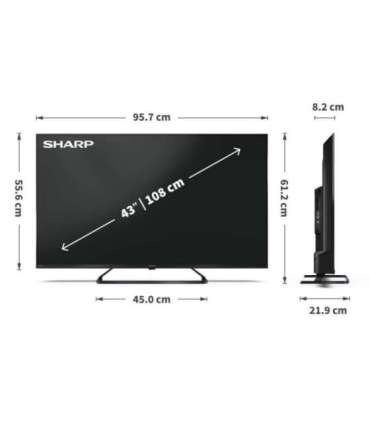 Sharp 43HP6265E 43 Smart TV Google TV UHD Black