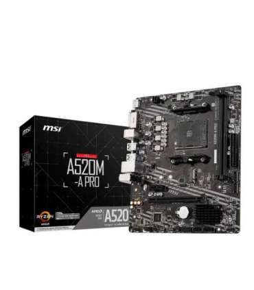 MSI A520M-A PRO Processor family AMD Processor socket AM4 DDR4 Memory slots 2 Chipset AMD A Micro ATX