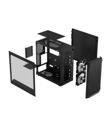 Fractal Design Focus 2 Side window RGB Black TG Clear Tint Midi Tower Power supply included No ATX