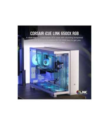Corsair Dual Chamber PC Case iCUE LINK 6500X RGB White Mid Tower Power supply included No ATX