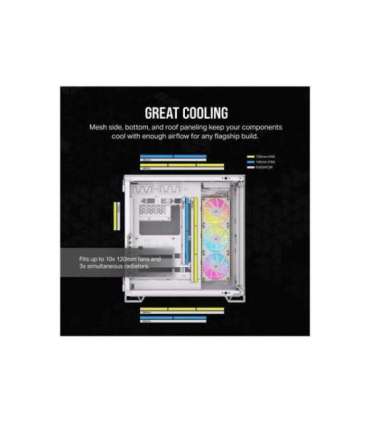 Corsair Dual Chamber PC Case iCUE LINK 6500X RGB White Mid Tower Power supply included No ATX