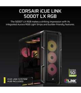 Corsair PC Case iCUE LINK 5000T LX RGB Black Mid-Tower Power supply included No