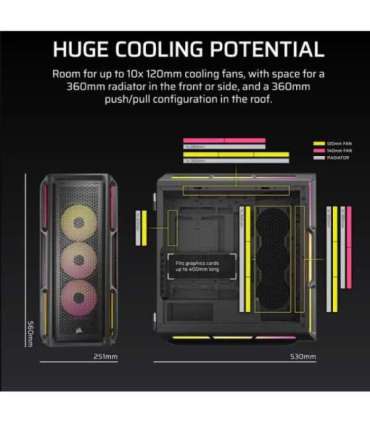 Corsair PC Case iCUE LINK 5000T LX RGB Black Mid-Tower Power supply included No