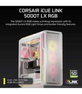 Corsair PC Case iCUE LINK 5000T LX RGB White Mid-Tower Power supply included No