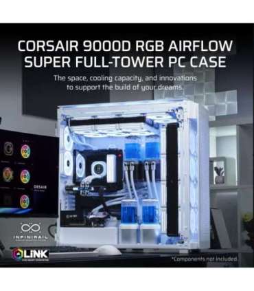 Corsair PC Case 9000D RGB AIRFLOW Super White Full-Tower Power supply included No
