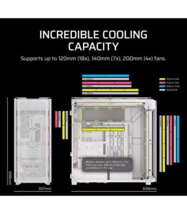 Corsair PC Case 9000D RGB AIRFLOW Super White Full-Tower Power supply included No