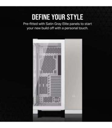 Corsair PC Case 6500X Dual Chamber White/Satin Gray Aluminum Mid-Tower Power supply included No