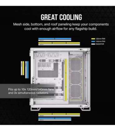 Corsair PC Case 6500X Dual Chamber White/Satin Gray Aluminum Mid-Tower Power supply included No