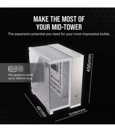 Corsair PC Case 6500X Dual Chamber White/Satin Gray Aluminum Mid-Tower Power supply included No