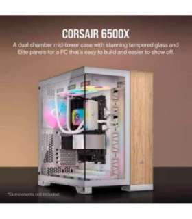 Corsair Dual Chamber PC Case 6500X White/Bamboo wood Mid Tower Power supply included No
