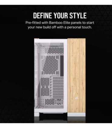 Corsair Dual Chamber PC Case 6500X White/Bamboo wood Mid Tower Power supply included No