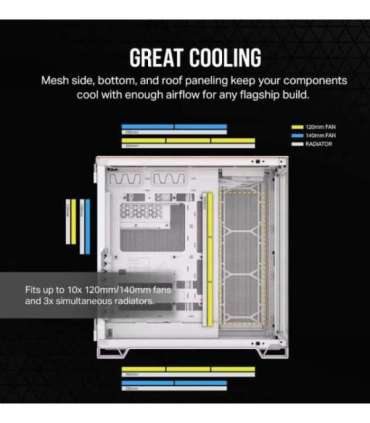 Corsair Dual Chamber PC Case 6500X White/Bamboo wood Mid Tower Power supply included No
