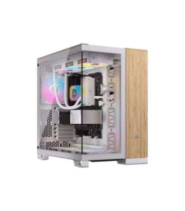 Corsair Dual Chamber PC Case 6500X White/Bamboo wood Mid Tower Power supply included No