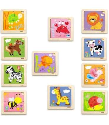 VIGA деревянные пазлы, 12 досок по 4 пазла в подставке