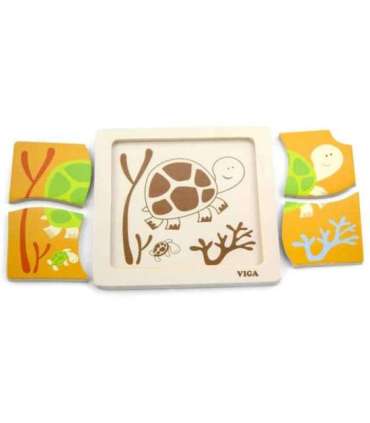 VIGA деревянные пазлы, 12 досок по 4 пазла в подставке