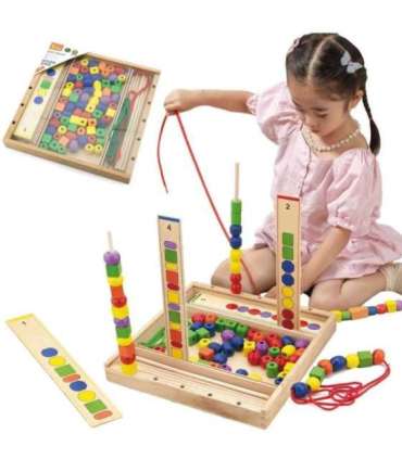 VIGA Деревянная развивающая игра Логические бусины, 104 элемента, Монтессори