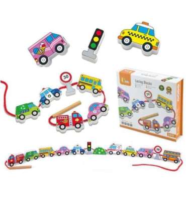 VIGA puidust klotsid, puidust nöörimismäng (paelumine), autod