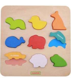 MASTERKIDZ деревянный сортер форм цветные животные Монтессори