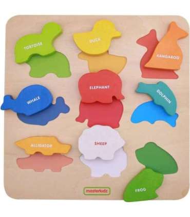 MASTERKIDZ puidust kujude sorteerija värvilised loomad Montessori