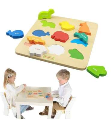 MASTERKIDZ puidust kujude sorteerija värvilised loomad Montessori