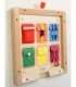 MASTERKIDZ Drewniana Tablica Manipulacyjna Ścienna Flex Kolorowe Kieszonki Klamry i Rzepy