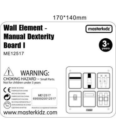 MASTERKIDZ Drewniana Tablica Manipulacyjna Ścienna Flex Kolorowe Kieszonki Klamry i Rzepy