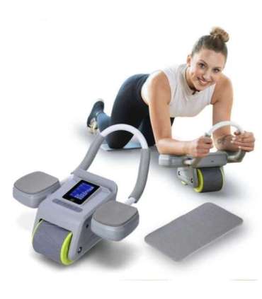 KA08 серое ABS автоматическое колесо для упражнений на пресс с ЖК-дисплеем и возможностью зарядки (HMS)