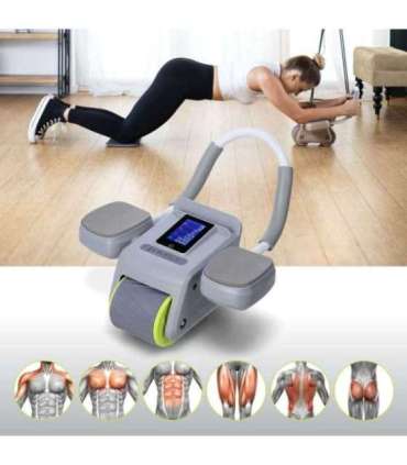 KA08 серое ABS автоматическое колесо для упражнений на пресс с ЖК-дисплеем и возможностью зарядки (HMS)