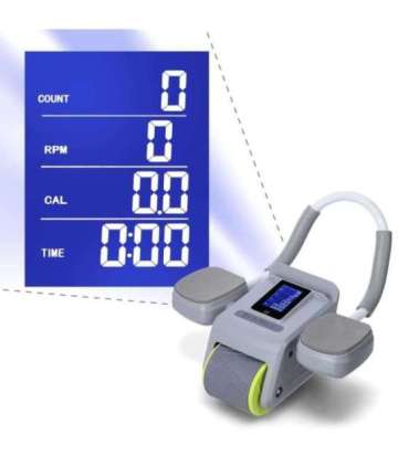 KA08 серое ABS автоматическое колесо для упражнений на пресс с ЖК-дисплеем и возможностью зарядки (HMS)