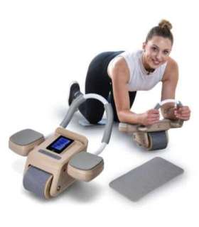 KA08 pruun ABS automaatne kõhulihaste treeningratas LCD-ekraaniga ja laadimisega (HMS)